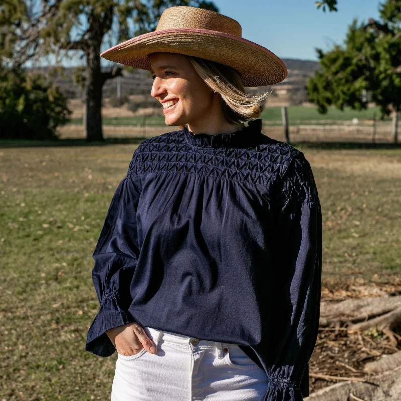 soft touch blouses for women -Pima Top - Navy