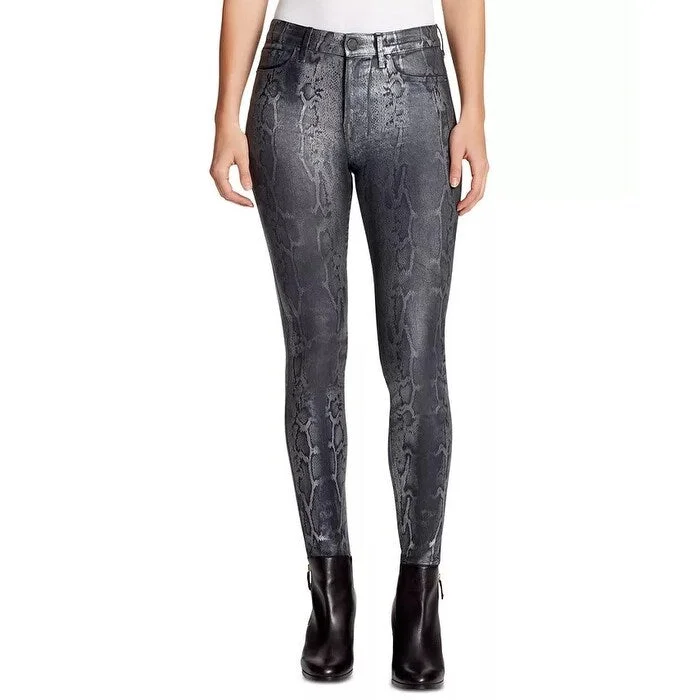 cropped palazzo pants for women -women's ribbed tops -William Rast Women's Sculpted Coated Skinny Jeans Silver Size 30