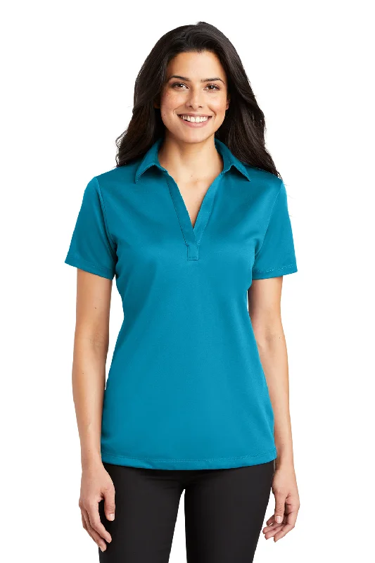 women's wrap tops -Port Authority Womens Silk Touch Performance Moisture Wicking Short Sleeve Polo Shirt - Parcel Blue