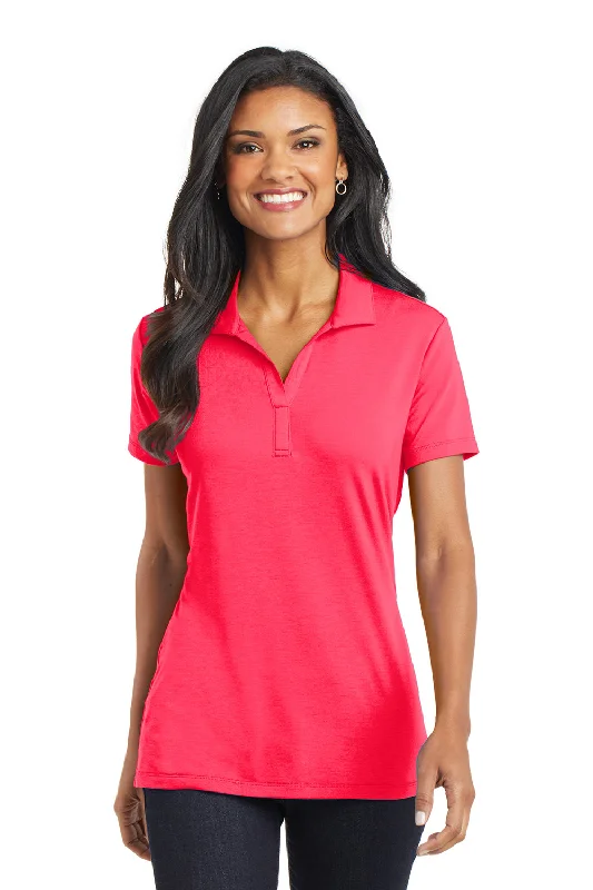 trendy crop tops for women -Port Authority Womens Cotton Touch Performance Moisture Wicking Short Sleeve Polo Shirt - Hot Coral Pink