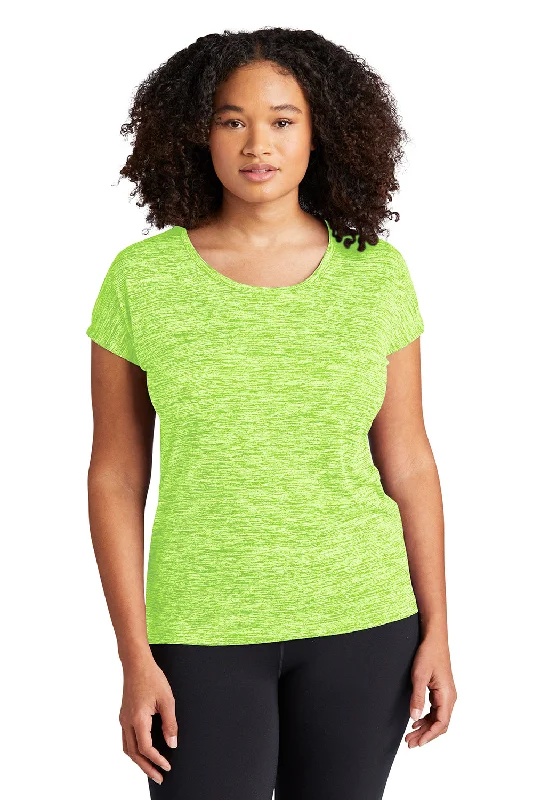 trendy crop tops for women -Sport-Tek Womens Electric Heather Moisture Wicking Short Sleeve Crewneck T-Shirt - Lime Shock Green Electric