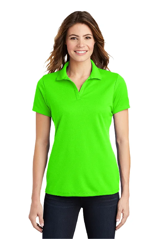 floral print blouses for women -Sport-Tek Womens RacerMesh Moisture Wicking Short Sleeve Polo Shirt - Neon Green