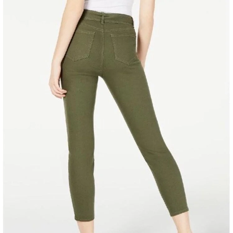 quick-dry leggings for women -fashionable work tops for women -Vanilla Star Women's Belted Cropped Jeans Green Size 0