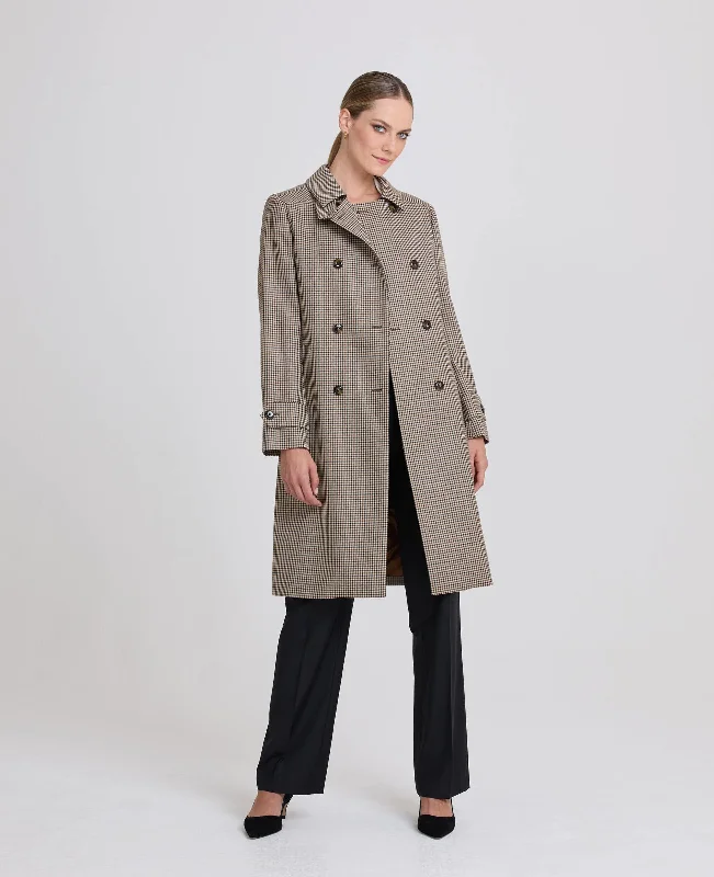 fleece jackets for women -loose fit women's tops -Orwell Check Trench Coat