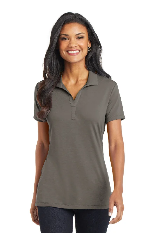 women's silk tops -Port Authority Womens Cotton Touch Performance Moisture Wicking Short Sleeve Polo Shirt - Smoke Grey