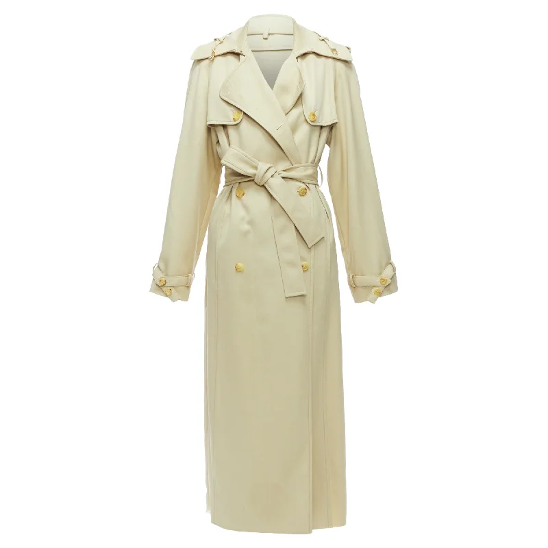 elegant evening coats for women -high-neck tops for women -Gabriela Hearst Merino Wool Silk Trimmed Pleats Trench Coat