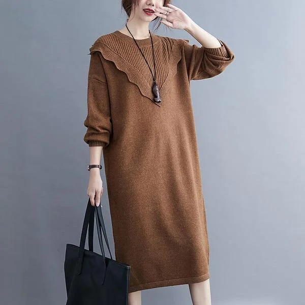 sleeveless tops for women -omychic plus size knitted vintage women causal loose midi autumn winter sweater dress