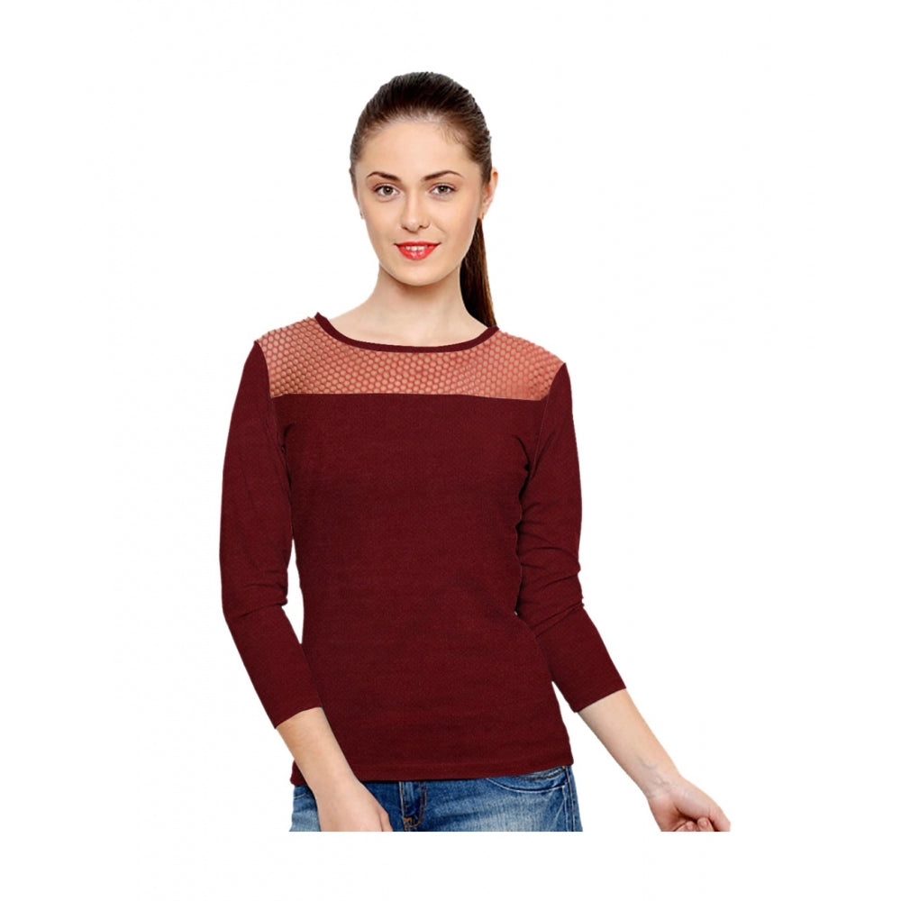 women's henley shirts -Generic Women's Western Wear Hosiery T Shirts (Maroon)