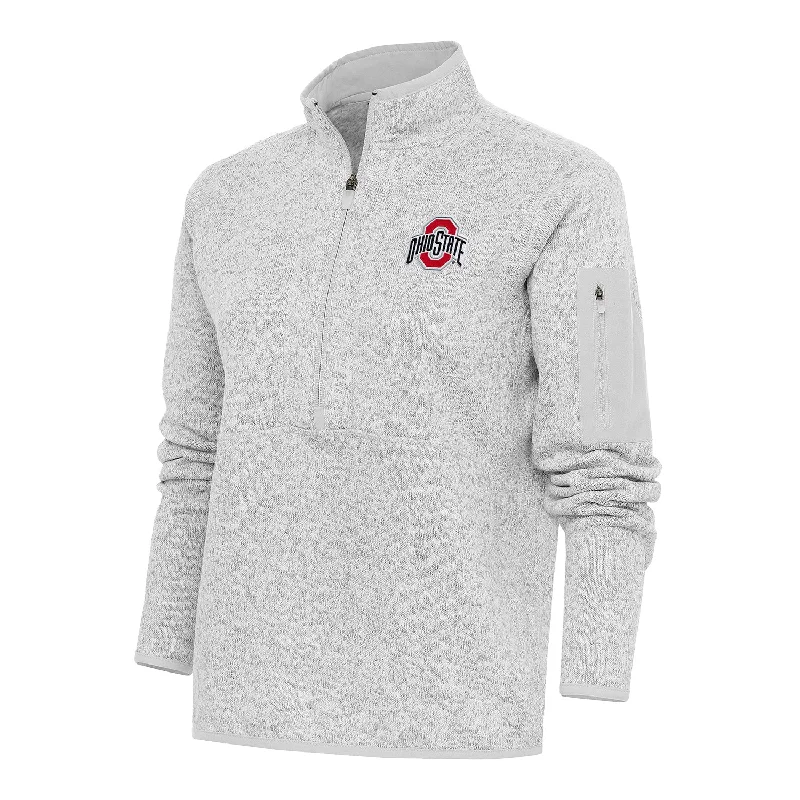 houndstooth coats for women -zip-up tops for women -Ladies Ohio State Buckeyes 1/2 Zip Fortune Heather Gray Pullover Jacket