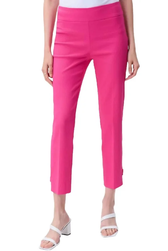 women's pleated pants -striped shirts for women -Cropped Pull-On Pants In Dazzle Pink