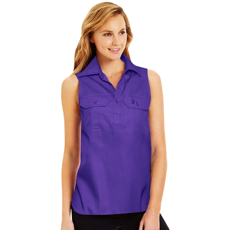 elegant chiffon blouses -Purple Sleeveless