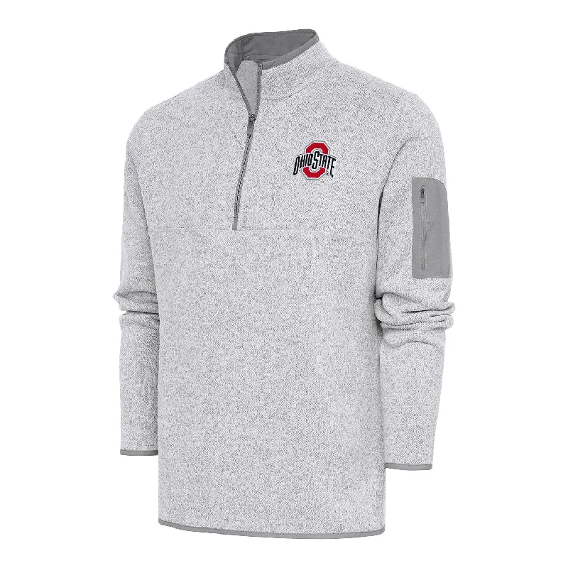 trendy plaid blazers for women -embroidered tops for women -Ohio State Buckeyes Fortune 1/4 Zip Heather Gray Pullover Jacket