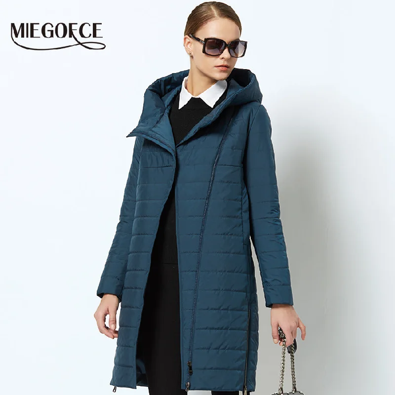 trendy plaid blazers for women -embroidered tops for women -2018MIEGOFCE spring women jacket with a curve zipper women coat high-quality thin cotton padded jacket women's warm parka coat