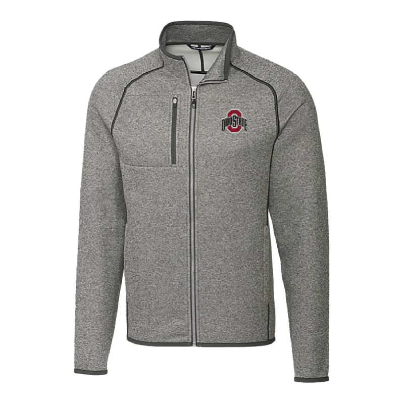 windproof jackets for women -striped shirts for women -Ohio State Buckeyes Cutter & Buck Mainsail Sweater-Knit Gray Full Zip Jacket