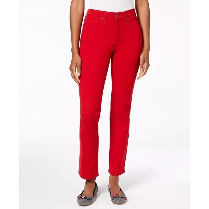 capri leggings for women -spring fashion tops for women -Charter Club Women's Lexington Straight-Leg Jeans Mediun Red Size 8