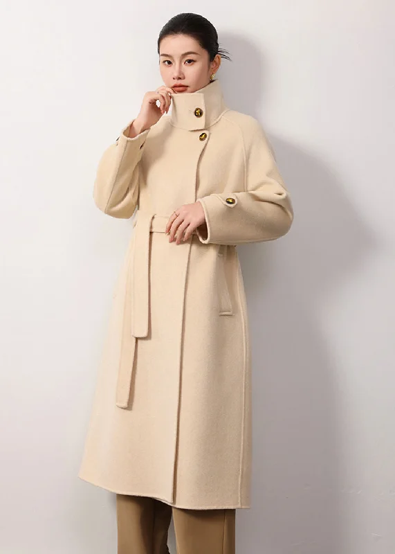 long trench coats for women -casual women's tops -Maggie Stand Collar Double Face Wool Coat