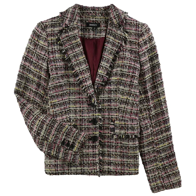 oversized winter coats for women -elegant evening tops for women -DKNY Womens Tweed Three Button Blazer Jacket, Multicoloured, 6