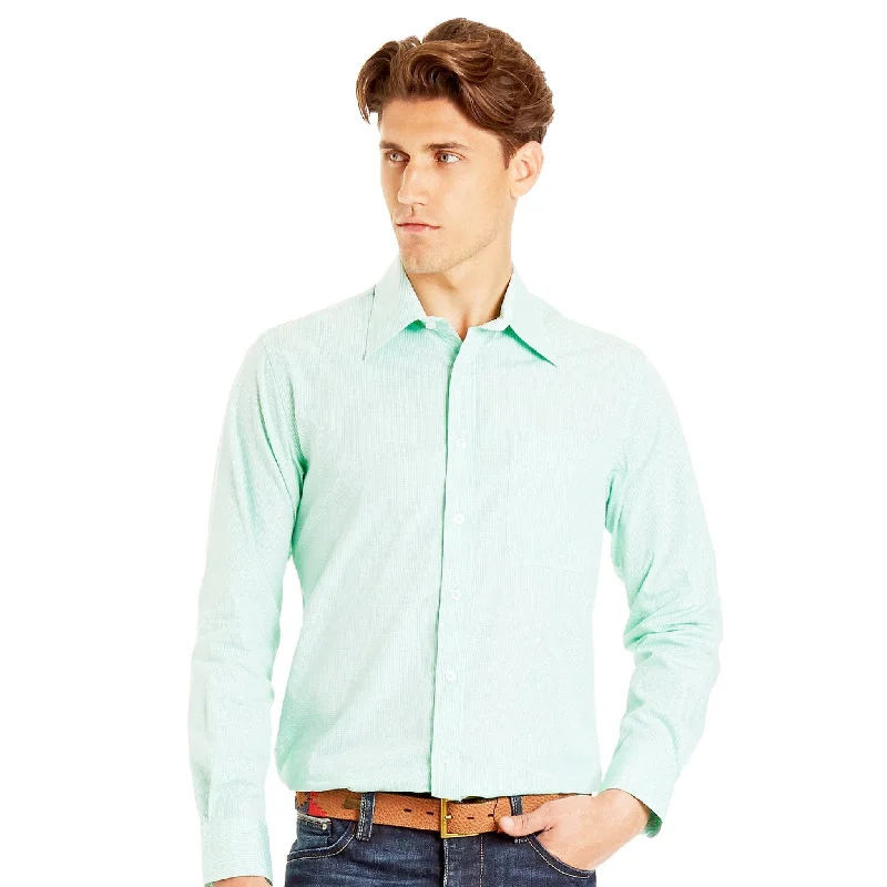 casual blouses with sleeves -Boomba M-Small Green Check