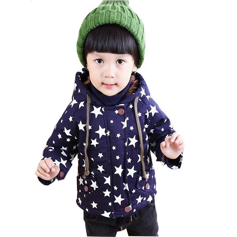 glossy puffer jackets for women -ruched tops for women -Belababy Baby Boys Winter Coat Fashion Children Long Sleeve Hoodies Jacket Kids girls Autumn Star Pattern Warm Outerwear