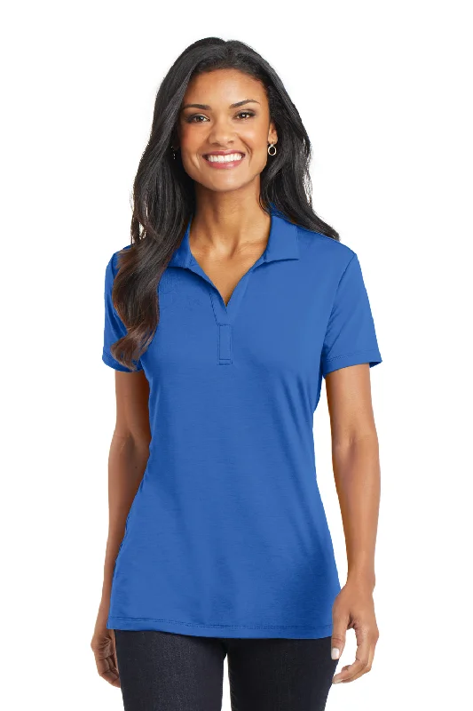 basic tops for women -Port Authority Womens Cotton Touch Performance Moisture Wicking Short Sleeve Polo Shirt - Strong Blue