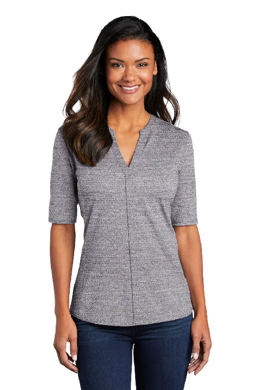 casual blouses with sleeves -Port Authority Womens Moisture Wicking Short Sleeve Polo Shirt - Graphite Grey/White