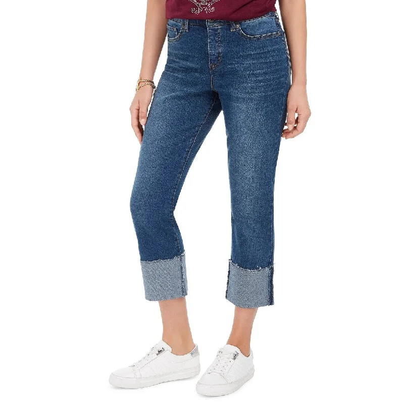 women's flared pants -loose fit women's tops -Style & Co Women's High Rise Crop Straight Leg Jeans Blue Size 8