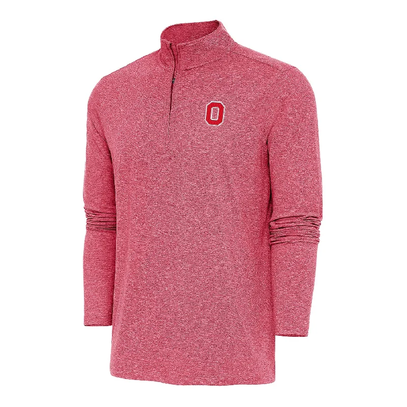 loose trench coats for women -casual oversized tops for women -Ohio State Buckeyes Hunk 1/4 Zip Heather Scarlet Pullover Jacket