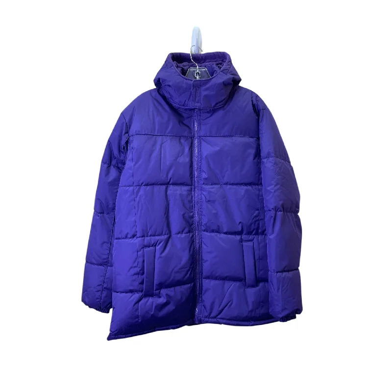 women's raincoats -women's velvet tops -Coat Puffer & Quilted By CME In Purple, Size:1X