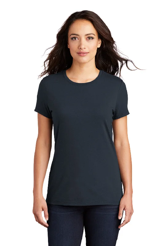 everyday tops for women -District Womens Perfect Tri Short Sleeve Crewneck T-Shirt - New Navy Blue