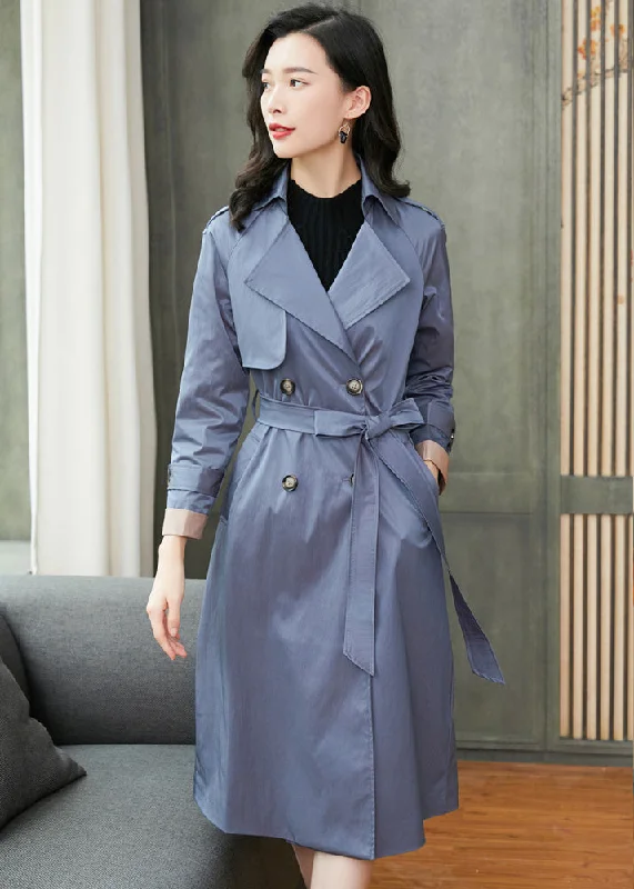 ultra-light jackets for women -sheer tops for women -Custom Size Double Breasted Belt Trench Coat