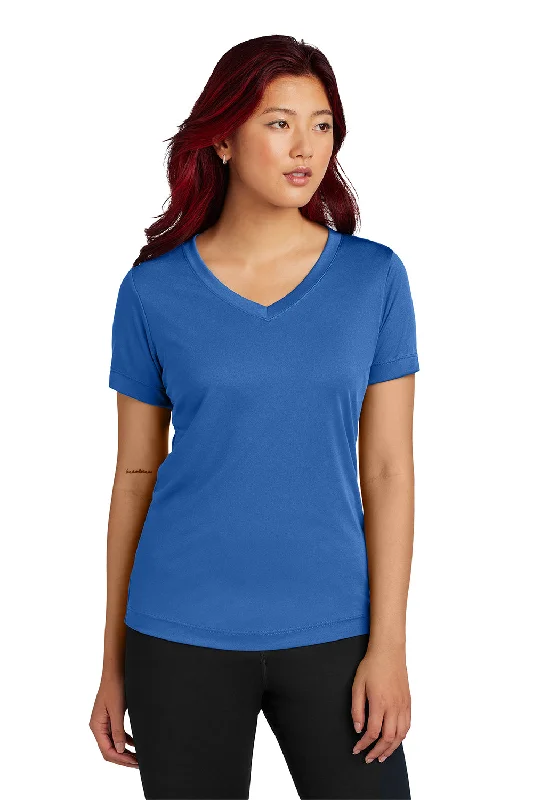 button-up shirts for women -Sport-Tek Womens Competitor Moisture Wicking Short Sleeve V-Neck T-Shirt - Royal Blue