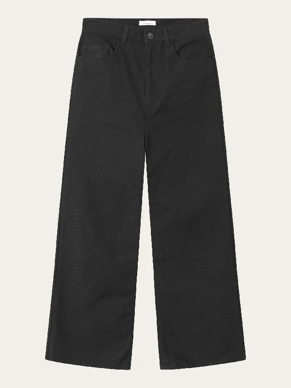 classic fit trousers for women -sheer tops for women -GALE straight mid-rise canvas 5-pocket pants - Black Jet