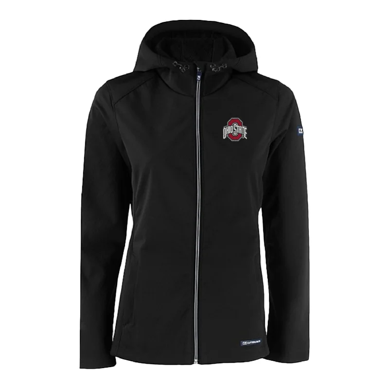 women's varsity jackets -draped tops for women -Ladies Ohio State Buckeyes Cutter & Buck Eco Softshell Full Zip Black Jacket