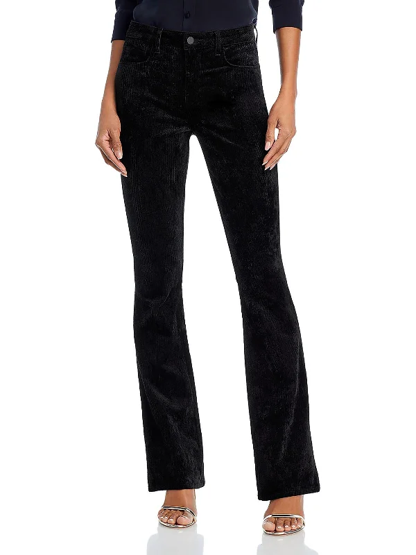 women's elastic waist pants -lightweight women's tops -Womens Corduroy Bell Bottoms Bootcut Jeans