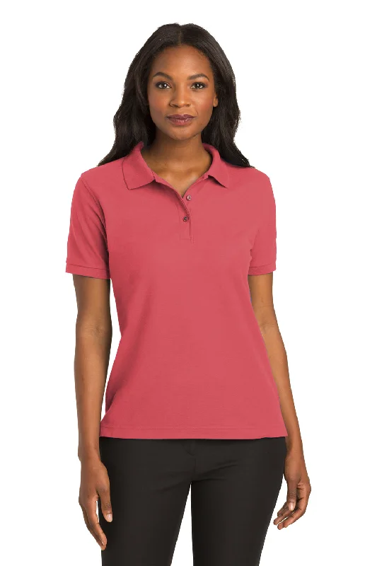 modest tops for women -Port Authority Womens Silk Touch Wrinkle Resistant Short Sleeve Polo Shirt - Hibiscus Pink