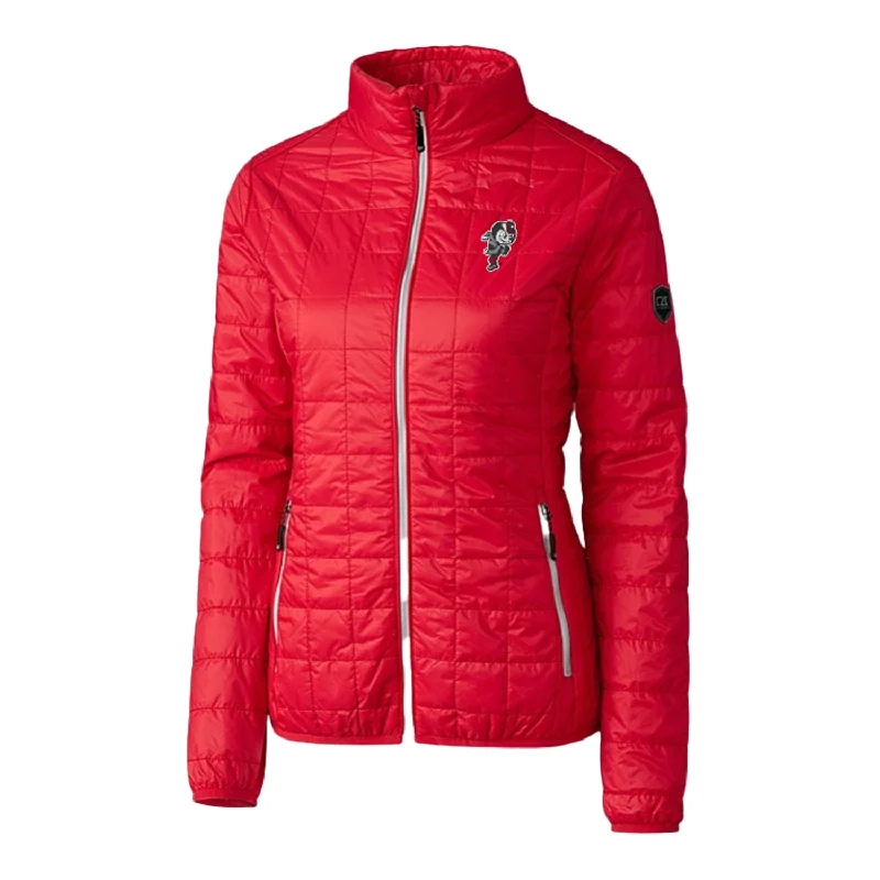 vintage-inspired jackets for women -peplum tops for women -Ladies Ohio State Buckeyes Cutter & Buck Rainier PrimaLoft Eco Insulated Scarlet Full Zip Jacket