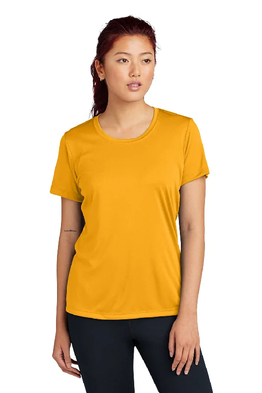 silky tops for women -Sport-Tek Womens Competitor Moisture Wicking Short Sleeve Crewneck T-Shirt - Gold