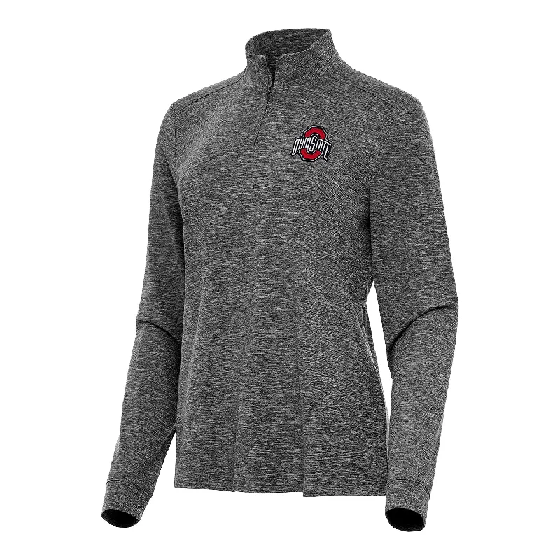 ultra-light jackets for women -sheer tops for women -Ladies Ohio State Buckeyes 1/4 Zip Mock Heather Black Jacket