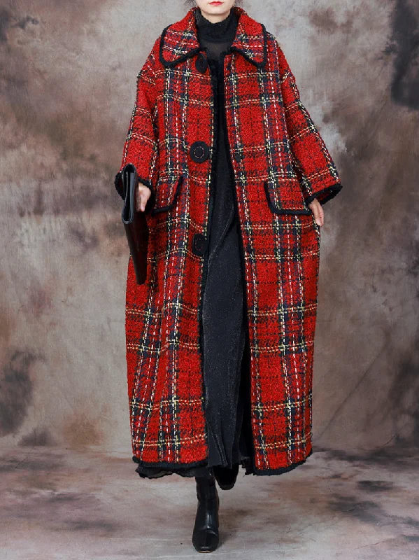 women's lightweight windbreakers -women's bohemian tops -Women's  Bold and Beautiful Winter Plaid Coat