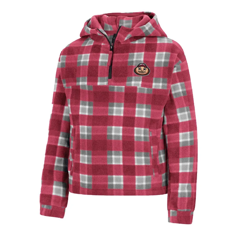 stylish plaid coats for women -women's workout tank tops -Girls Ohio State Buckeyes Flooflovers 1/4 Zip Jacket