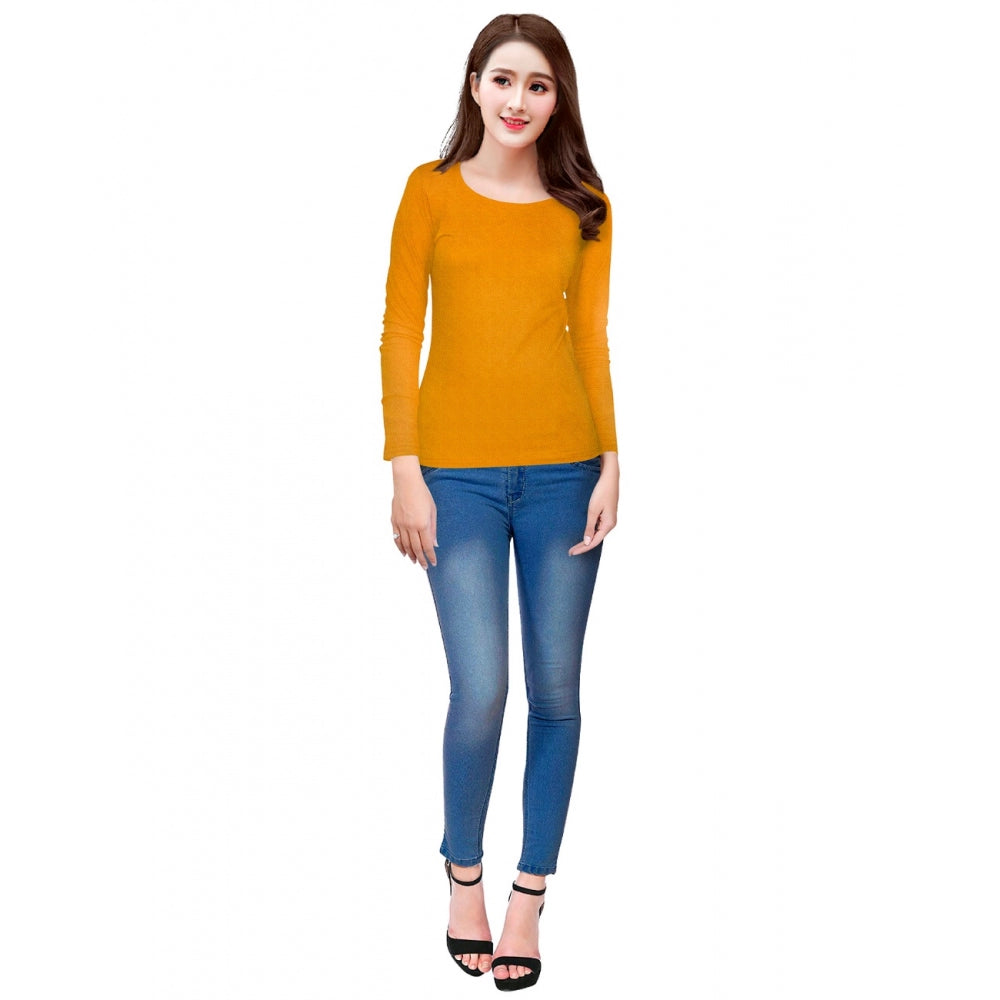 long tunic tops for leggings -Generic Women's Western Wear Hosiery T Shirts (Yellow)