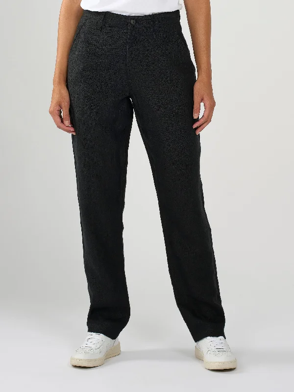 ruched pants for women -cozy women's tops -Loose natural linen pants - Black Jet