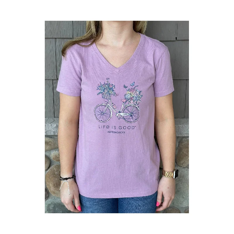 loose fit women's tops -Life Is Good Women's Adirondacks Exclusive Bike Tee - Violet Purple