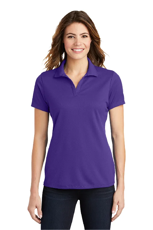 sporty tops for women -Sport-Tek Womens RacerMesh Moisture Wicking Short Sleeve Polo Shirt - Purple