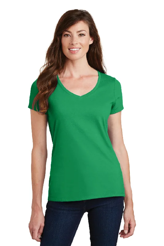 bell sleeve tops for women -Port & Company Womens Fan Favorite Short Sleeve V-Neck T-Shirt - Athletic Kelly Green - Closeout