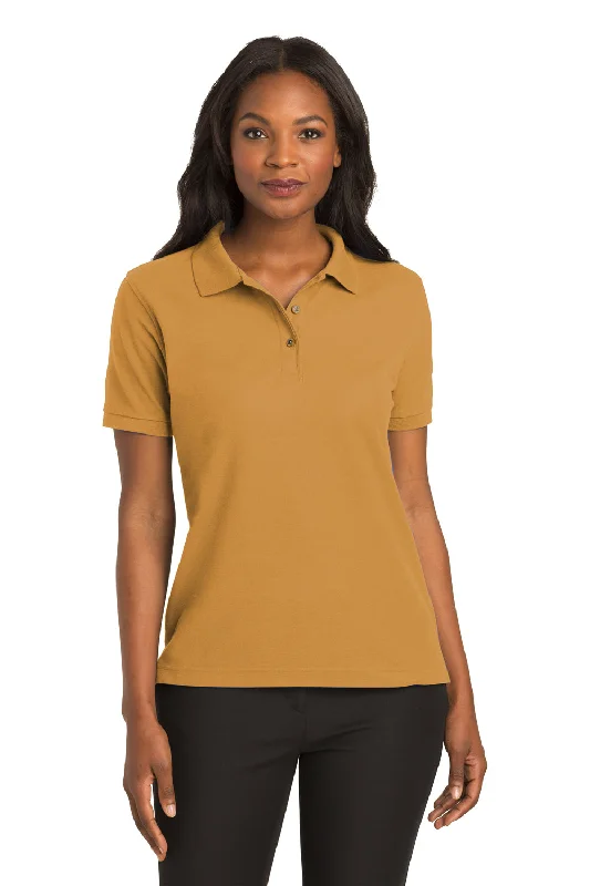 short sleeve tops for women -Port Authority Womens Silk Touch Wrinkle Resistant Short Sleeve Polo Shirt - Gold