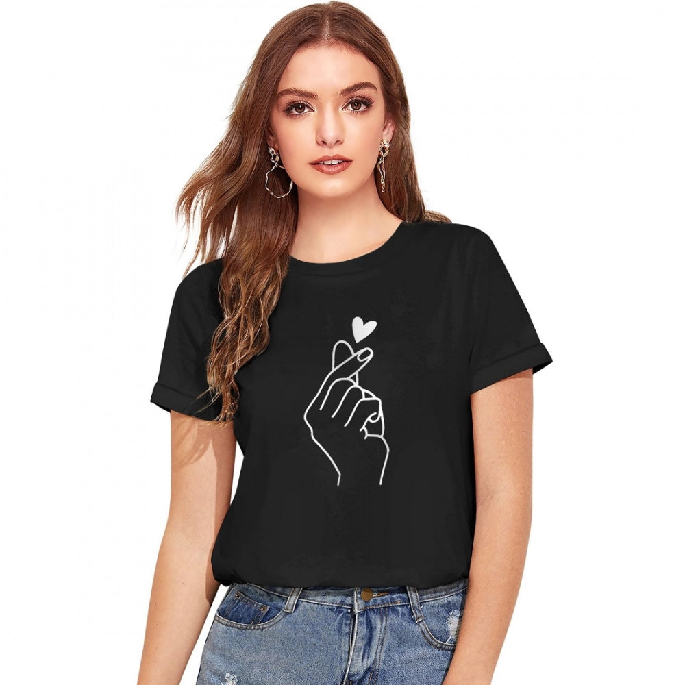 asymmetrical tops for women -Generic Women's Cotton Western Wear T-Shirt (Black)