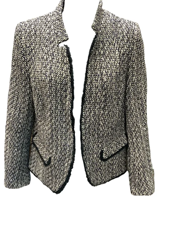 classic wool blazers for women -floral chiffon blouses for women -Helene London Blazer M b/w