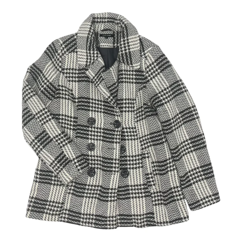 stylish waterfall coats for women -eco-friendly tops for women -Coat Peacoat By Larry Levine In Grey & White, Size:L