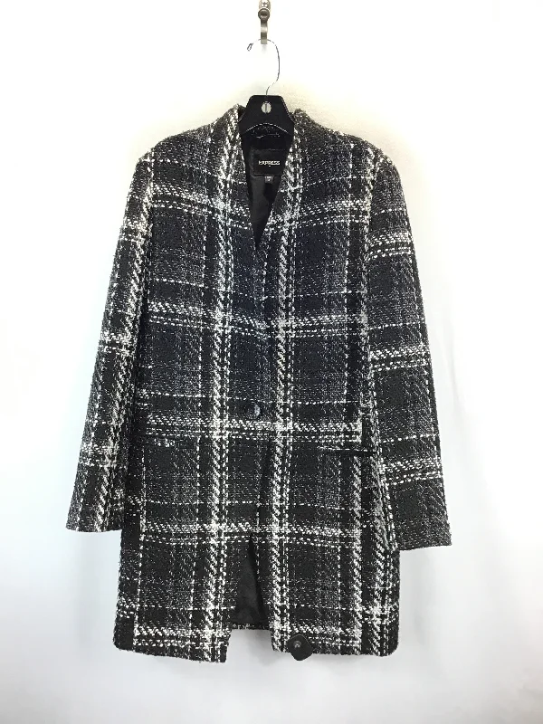 loose fit coats for women -casual plaid shirts for women -Coat Peacoat By Express In Black & White, Size: M